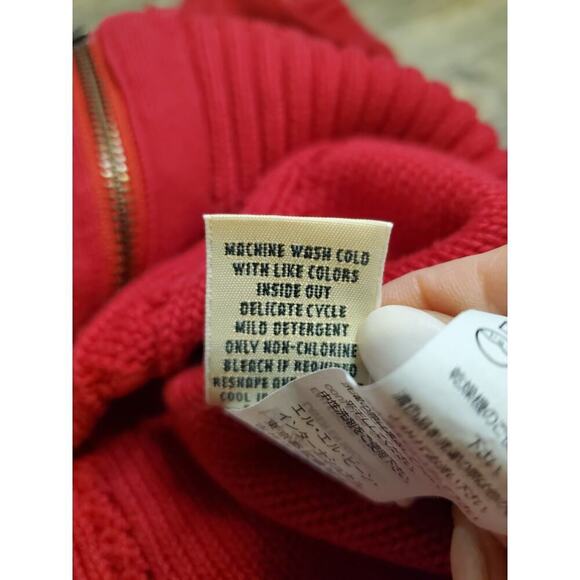 L.L. Bean Cotton Cableknit Full Zip‎ Cardigan Red size Medium - Picture 7 of 9